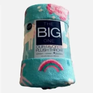 The Big One | Bedding | The Big One Oversized Plush Throw Aqua Unicorns ...